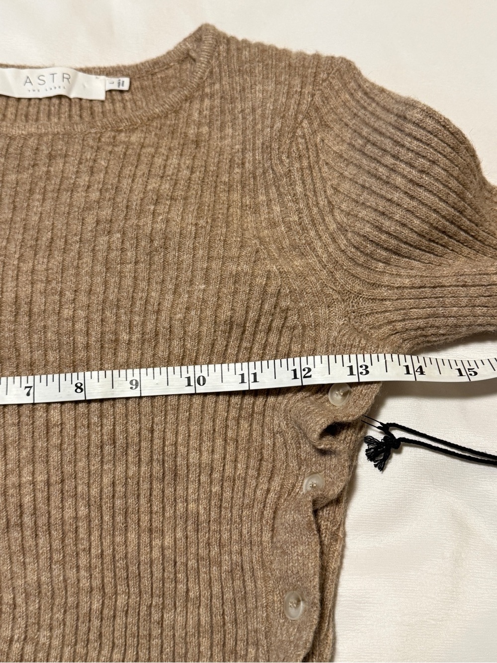 ASTR The Label Ribbed Knit Midi Dress/Top Side Button Slit Tan Large NWT - Picture 7 of 10